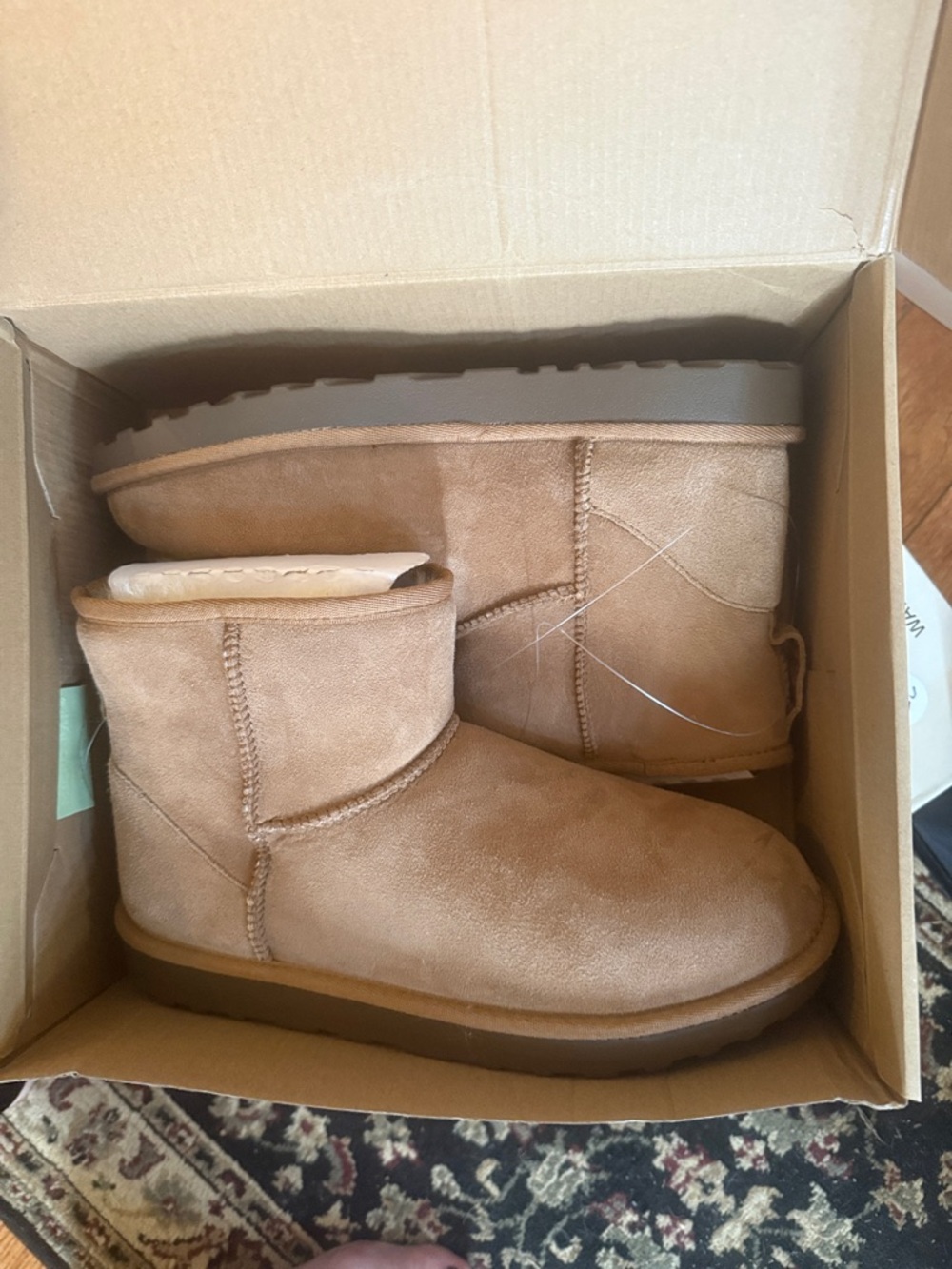 Kirkland Signature Women's Chestnut Tan Short Shearling Ankle Boots
